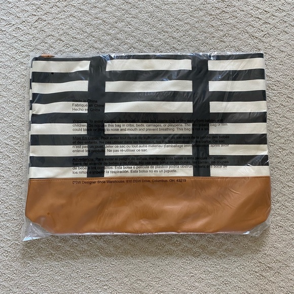 NIB DSW black/white striped lined tote bag - Picture 7 of 7